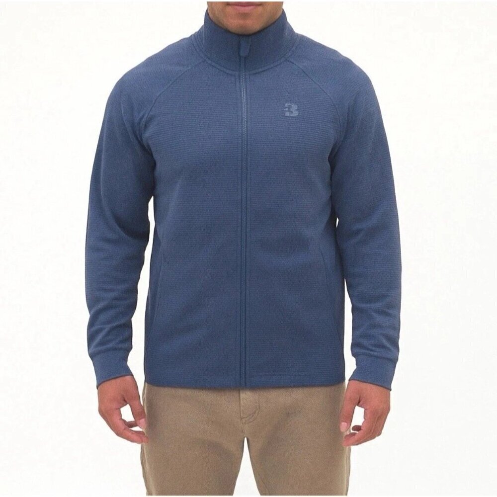 NEW Bench Men's L Blue Full-Zip Mock neck Quick Dry Sweatshirt